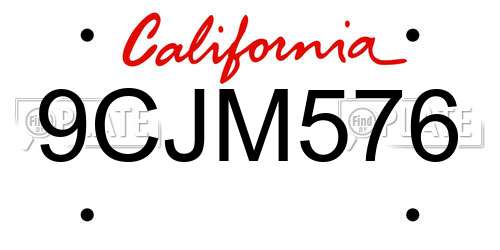 9CJM576 California License Plate