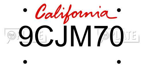 9CJM70 California License Plate