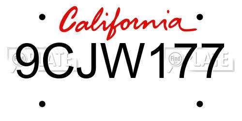 9CJW177 California License Plate