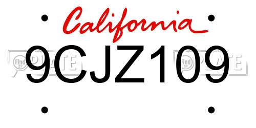 9CJZ109 California License Plate