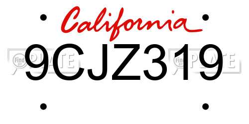 9CJZ319 California License Plate