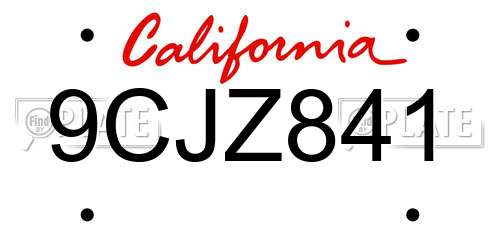9CJZ841 California License Plate