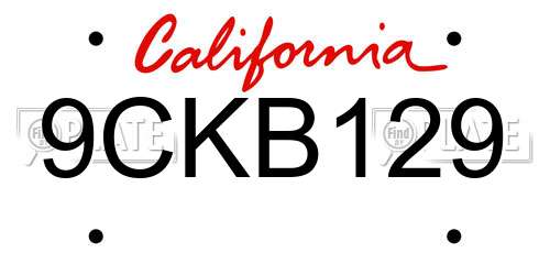 9CKB129 California License Plate
