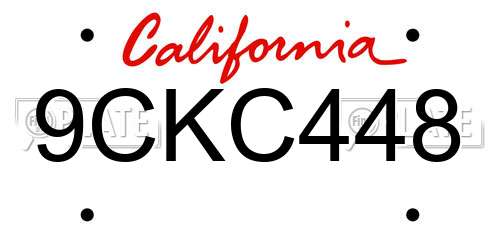 9CKC448 California License Plate