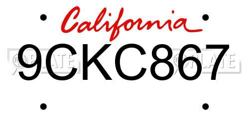 9CKC867 California License Plate