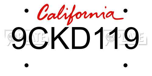 9CKD119 California License Plate