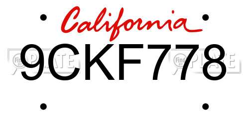 9CKF778 California License Plate