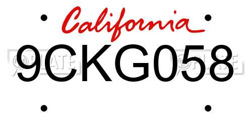 9CKG058 California License Plate