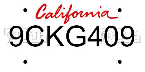 9CKG409 California License Plate