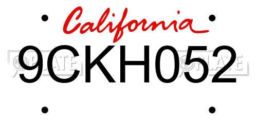 9CKH052 California License Plate