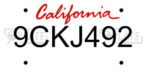 9CKJ492 California License Plate