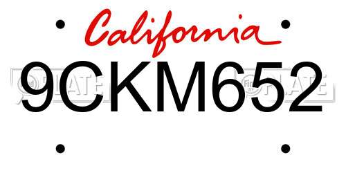 9CKM652 California License Plate