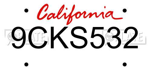 9CKS532 California License Plate