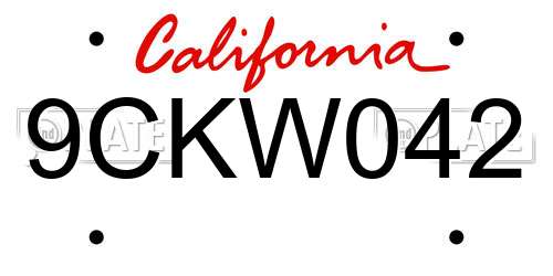 9CKW042 California License Plate