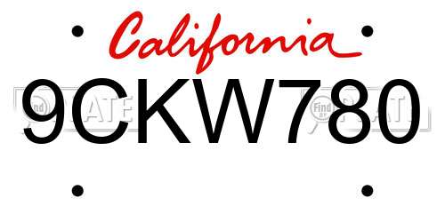 9CKW780 California License Plate