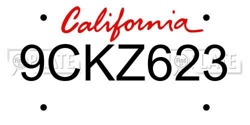 9CKZ623 California License Plate