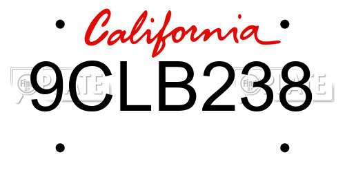 9CLB238 California License Plate