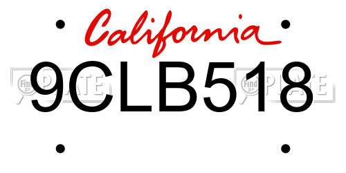 9CLB518 California License Plate