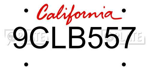 9CLB557 California License Plate