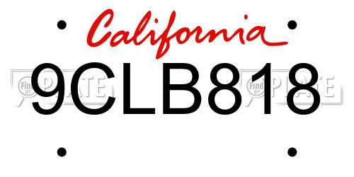 9CLB818 California License Plate