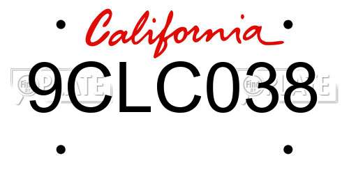 9CLC038 California License Plate