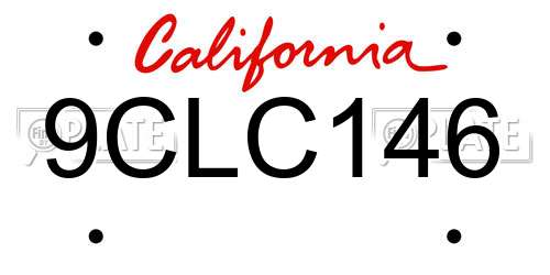 9CLC146 California License Plate
