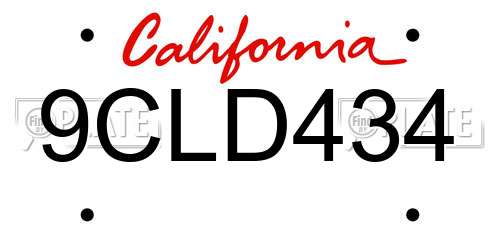 9CLD434 California License Plate