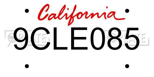9CLE085 California License Plate