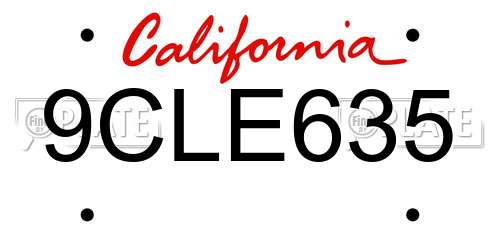 9CLE635 California License Plate
