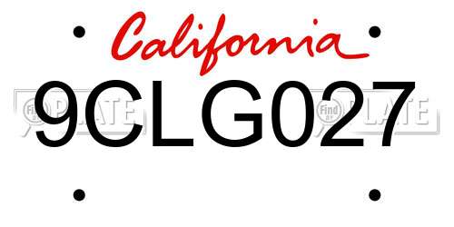 9CLG027 California License Plate