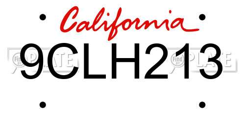 9CLH213 California License Plate
