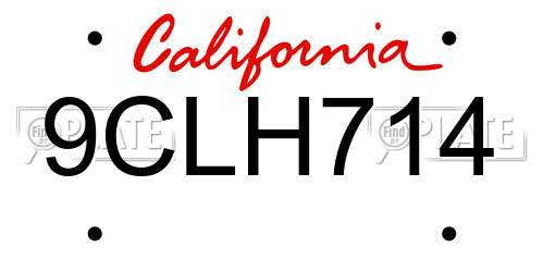 9CLH714 California License Plate