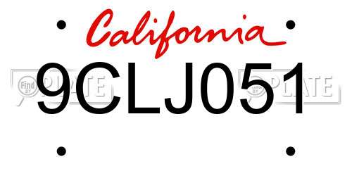9CLJ051 California License Plate