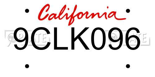 9CLK096 California License Plate