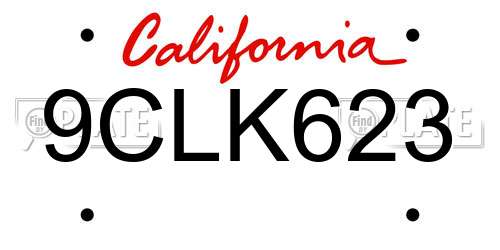 9CLK623 California License Plate