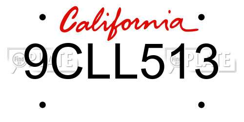 9CLL513 California License Plate