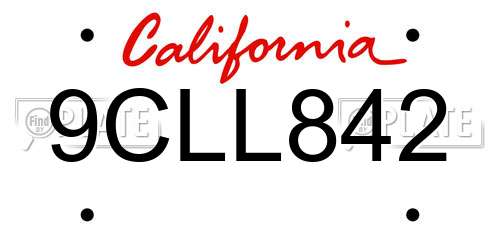 9CLL842 California License Plate