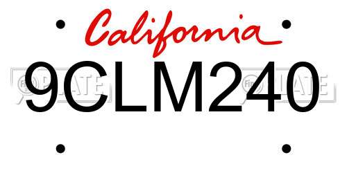9CLM240 California License Plate