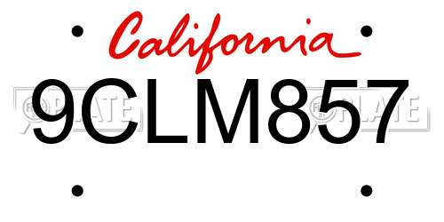 9CLM857 California License Plate
