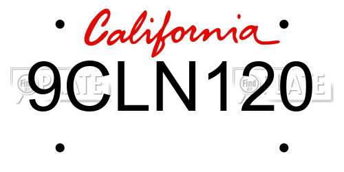 9CLN120 California License Plate