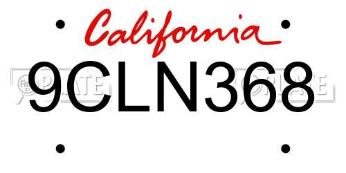9CLN368 California License Plate