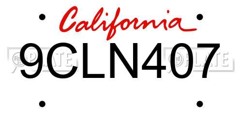 9CLN407 California License Plate
