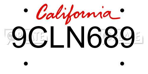 9CLN689 California License Plate