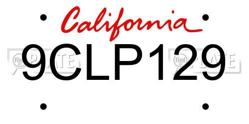 9CLP129 California License Plate