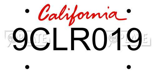 9CLR019 California License Plate