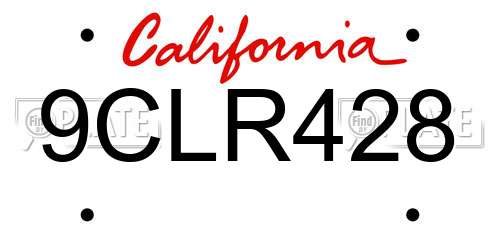 9CLR428 California License Plate