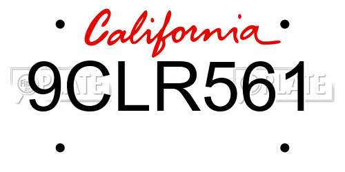 9CLR561 California License Plate
