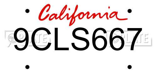 9CLS667 California License Plate