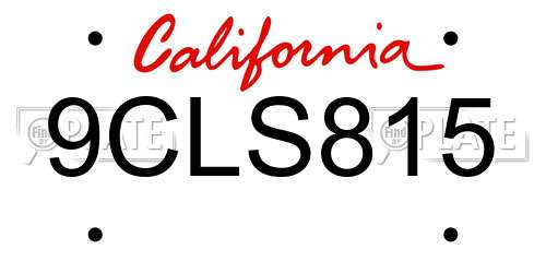 9CLS815 California License Plate