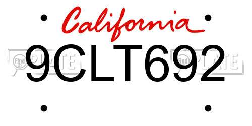 9CLT692 California License Plate